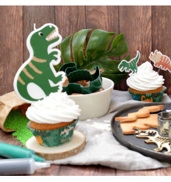 Ambiance cupcake avec bougie, caissettes et découpoirs Dino réf.0346 - ScrapCooking