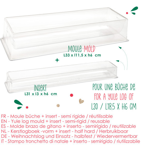 Moule à insert bûche en plastique 30 cm