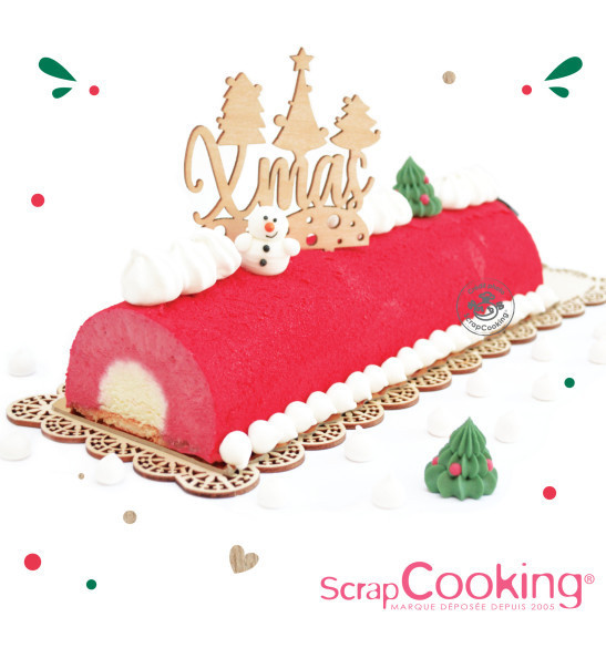 ScrapCooking - Moule à Bûche de Noël Céleste - Kit Accessoires Pâtisserie avec  Insert pour Dessert de Noël - Avec Recette Bûche Fruits Rouge - Bûche Nuage  - Fabriqué en France 