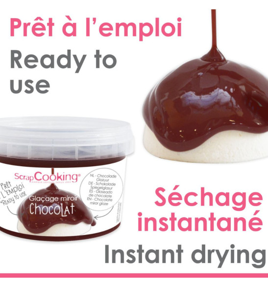 Packaging avec gâteau glacé glaçage miroir prêt à l'emploi chocolat 300g réf. 4650 - ScrapCooking