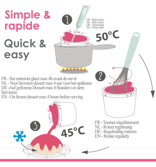 Instructions utilisation glaçage miroir prêt à l'emploi chocolat 300g réf. 4650 - ScrapCooking