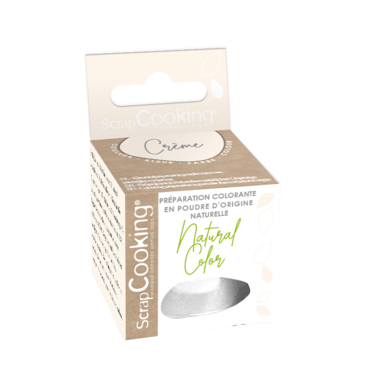 Packaging Préparation colorante en poudre d'origine d'origine naturelle Blanc crème réf. 4204 - ScrapCooking