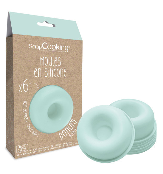 6 moules à Donuts en silicone avec contenu - ScrapCooking