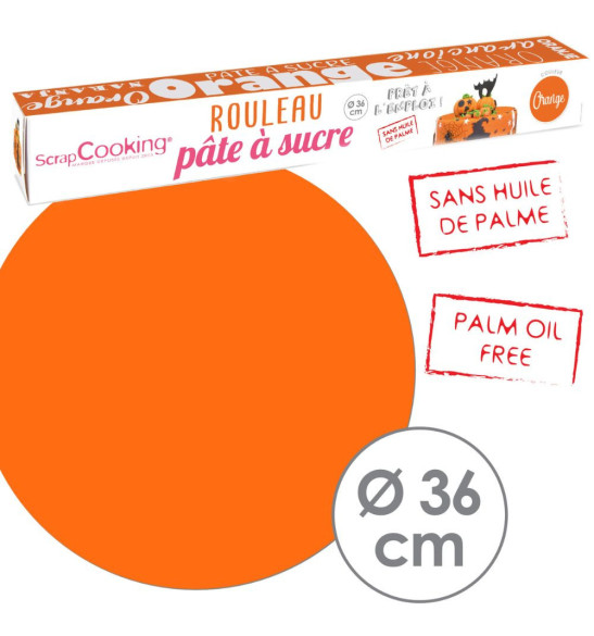 Pâte à sucre orange (vanille) - qualité pro. 