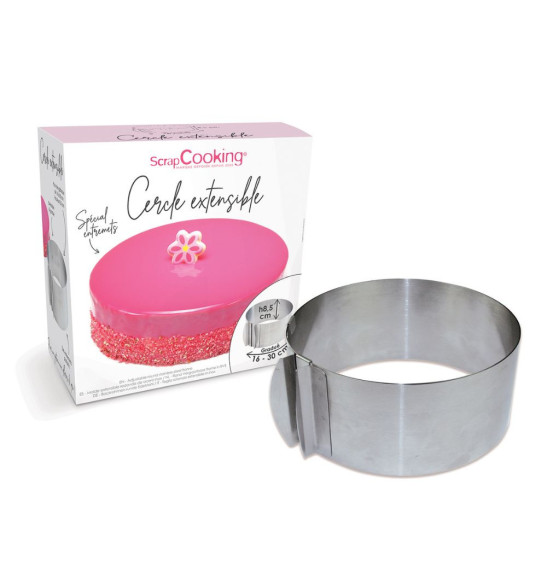 Cercle à pâtisserie extensible inox avec contenu - ScrapCooking