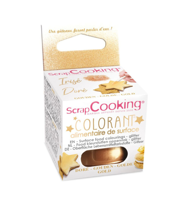 Colorant alimentaire de surface en poudre doré + Stylo chocolat Scrapc 