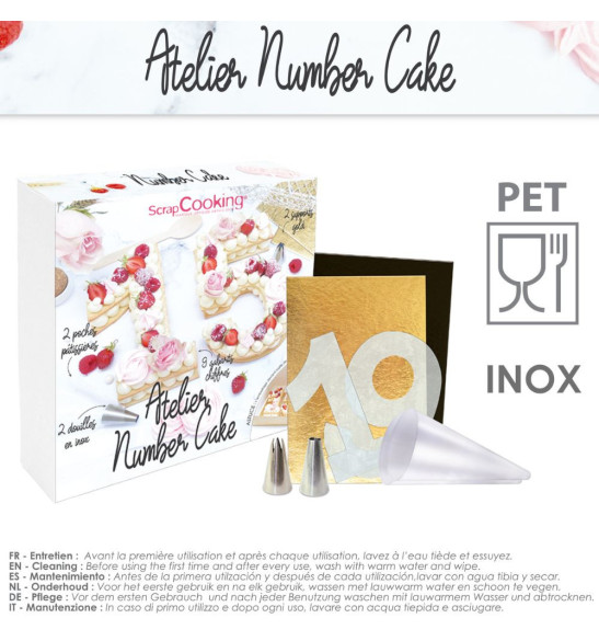 Atelier number cake avec contenu et logo inox - ScrapCooking