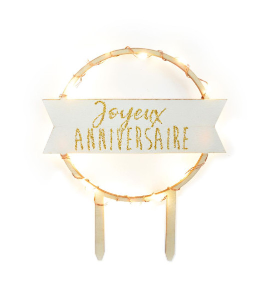 Cake topper led Joyeux Anniversaire - ScrapCooking