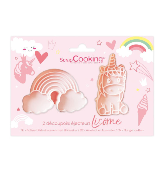 Découpoirs éjecteurs Licorne sur carte - ScrapCooking