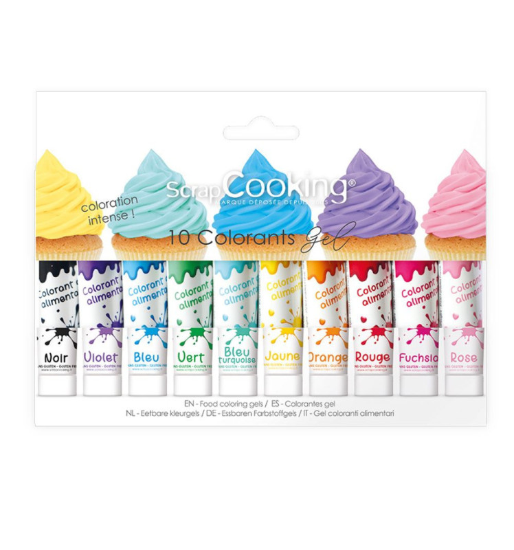 Colorant Alimentaire en Gel - Boite de 10 Colorants - ScrapCooking®