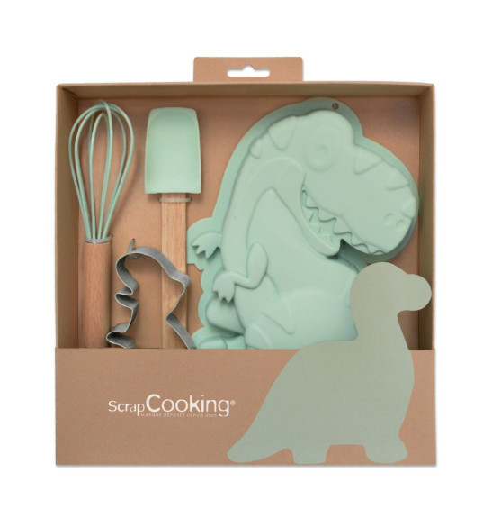 Coffret 4 ustensiles pâtisserie dino packaging - ScrapCooking