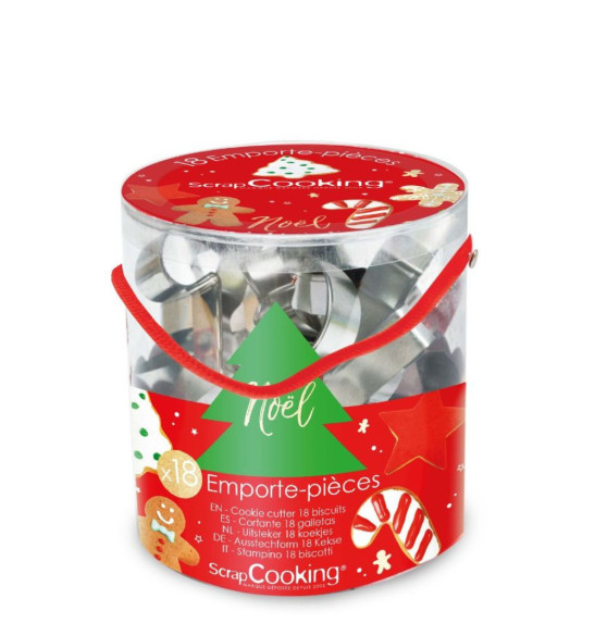 Bucket of 18 Christmas-themed cookie cutters