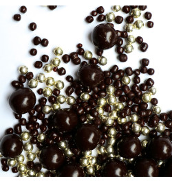 Décors perles chocolat noir et doré en vrac