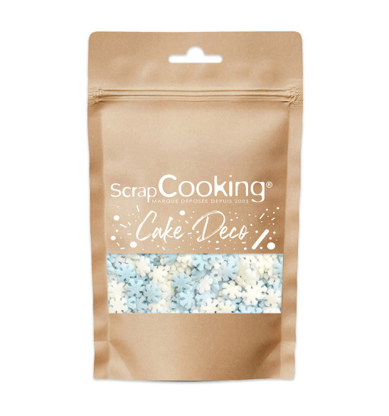 White/blue snowflake sugar decos 50 g