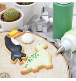 Biscuit tropical et dino avec glaçage royal Colorant gel alimentaire vert 20 gr - ScrapCooking