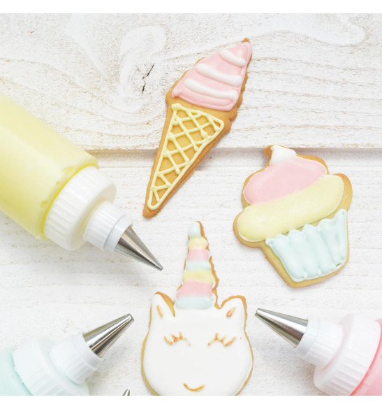 Biscuits licorne décoration glaçage royal avec Colorant poudre jaune pastel - ScrapCooking