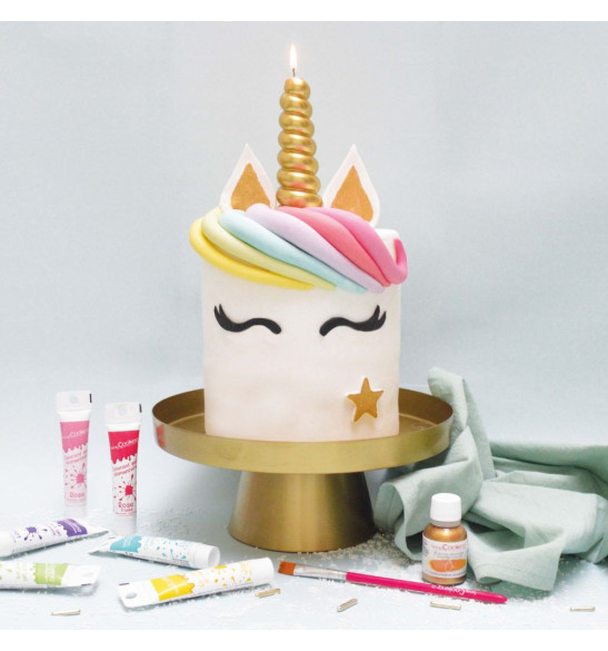 Gateau licorne décoré - Pâte à sucre blanche goût vanille 500gr - ScrapCooking