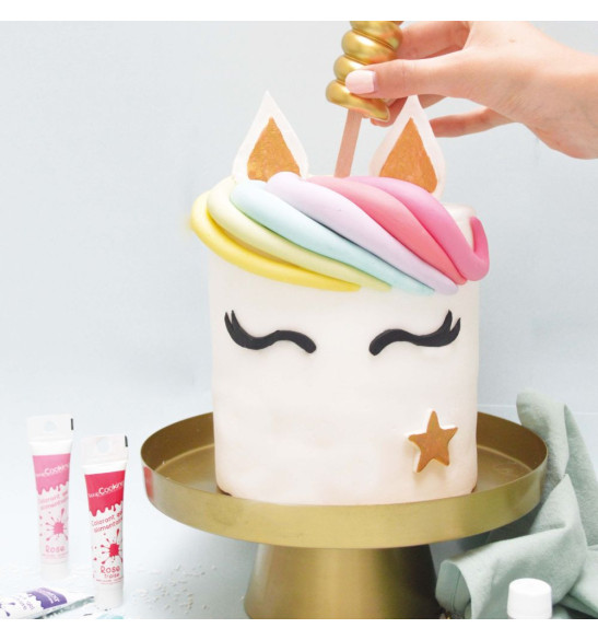 Pâte à sucre rose 250g Gâteau licorne décoré - ScrapCooking