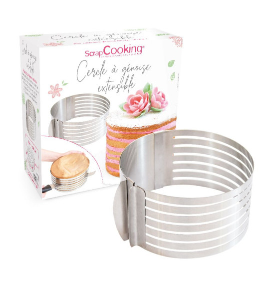 Cercle à génoise extensible inox avec contenu - ScrapCooking