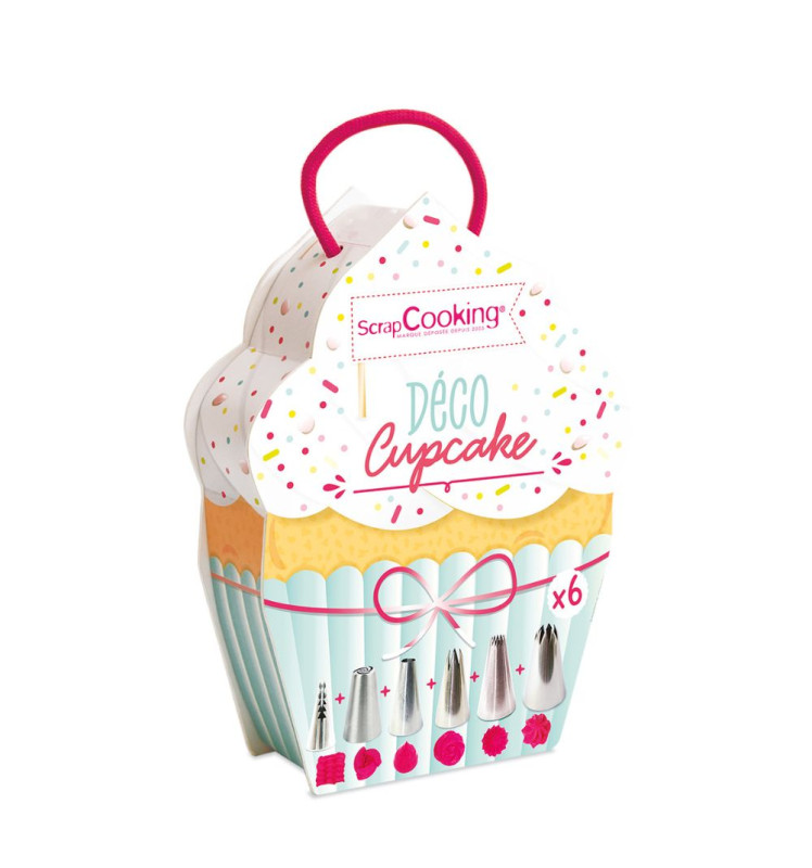 "Cupcake Deco" set with 6 stainless steel piping tips