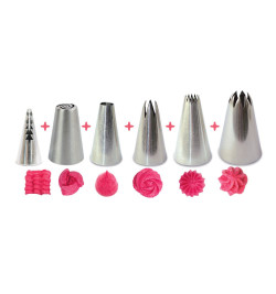 "Cupcake Deco" set with 6 stainless steel piping tips - product image 2 - ScrapCooking