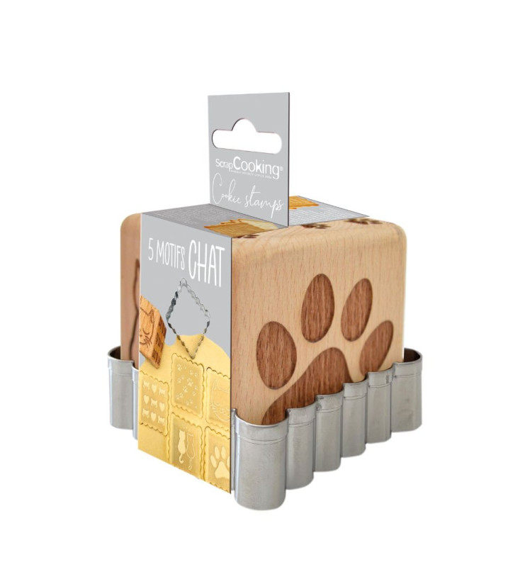 Cat wood cookie stamp + cookie cutter