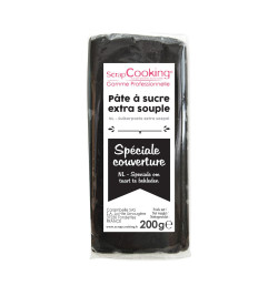 Pâte à sucre de couverture noir 200 g - ScrapCooking