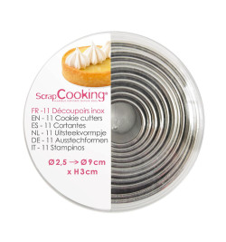 Set of 11 round stainless steel cookie cutters - product image 1 - ScrapCooking