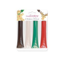 4 stylos goût choco rouge, blanc, vert, choco - ScrapCooking