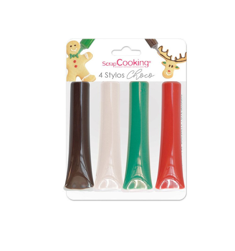 4 stylos goût choco rouge, blanc, vert, choco