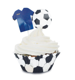 24 caissettes + 24 cake toppers Football - ScrapCooking
