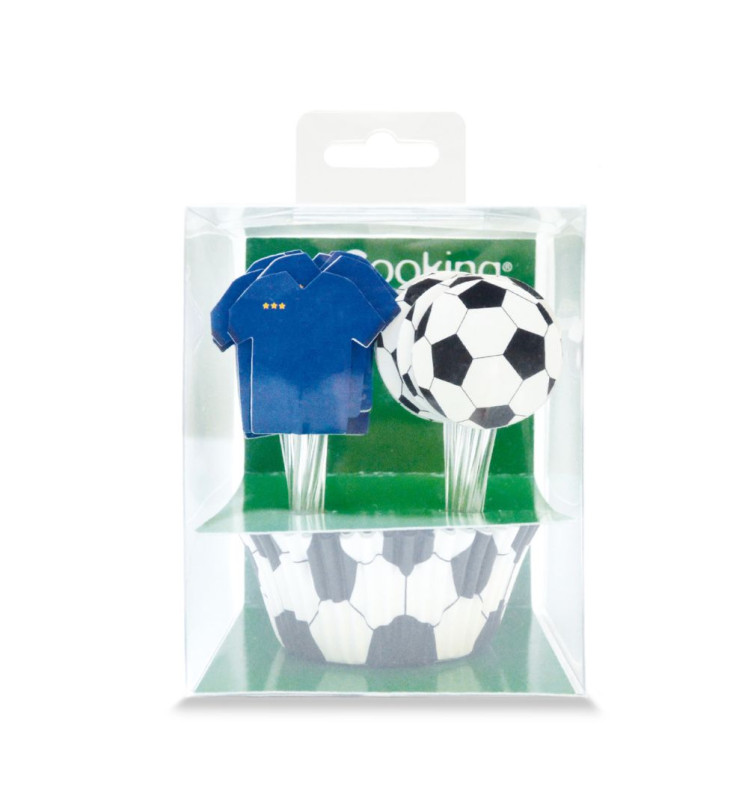 24 caissettes + 24 cake toppers Football