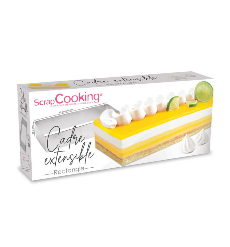 Cadre pâtissier rectangle extensible inox