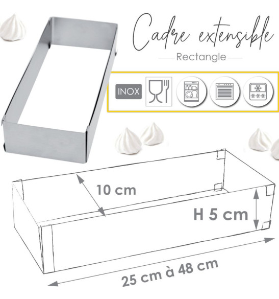 Cadre pâtissier rectangle extensible inox utilisation - ScrapCooking