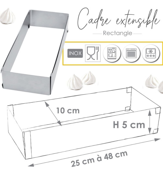 Rectangular stainless steel baking frame - adjustable - product image 3 - ScrapCooking