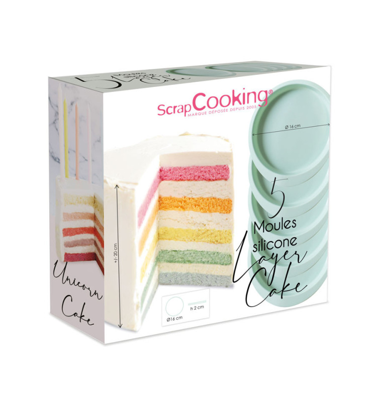 Packaging 5 moules gateau silicone layer cake Rainbow cake - ScrapCooking