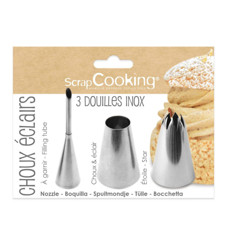 3 douilles choux éclairs - ScrapCooking