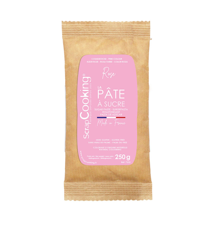 Pâte à sucre rose 250g - ScrapCooking