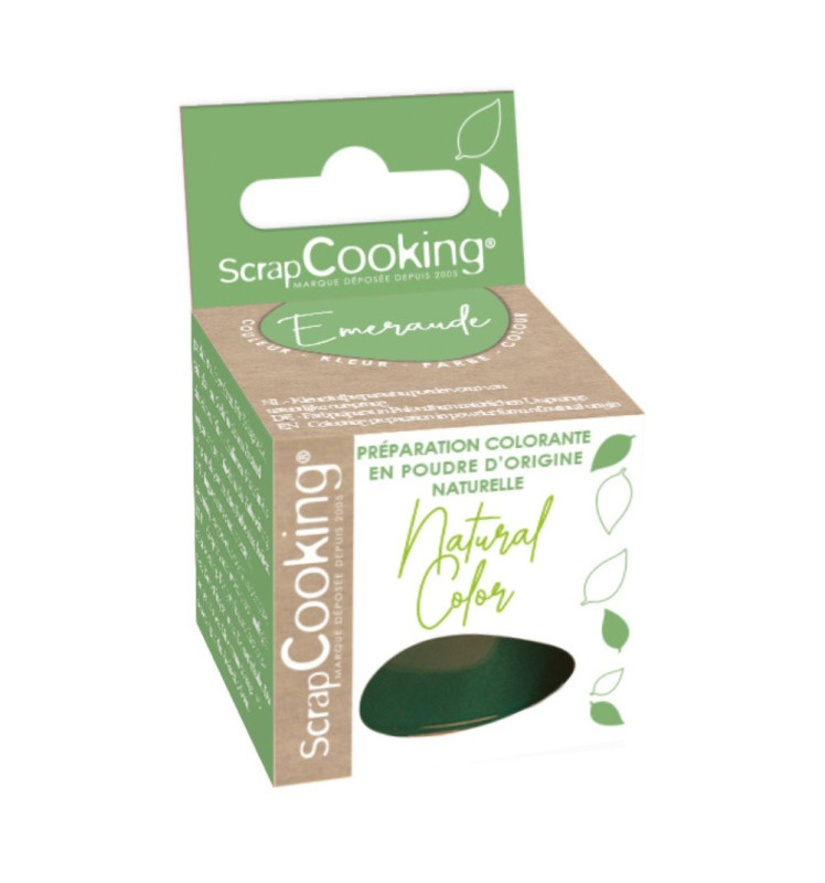 Préparation colorante en poudre d'origine naturelle Vert Émeraude 10g - ScrapCooking