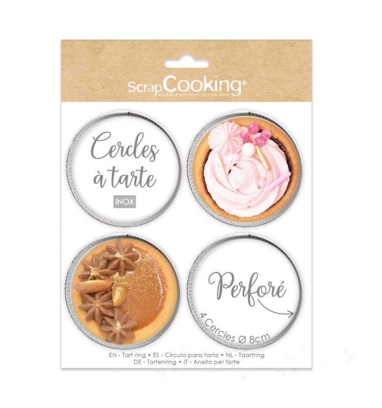 4 individual perforated round tart rings 8 cm - product image 1 - ScrapCooking