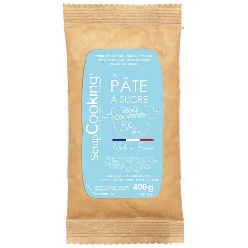 Pate à sucre de couverture bleu clair 400g - ScrapCooking