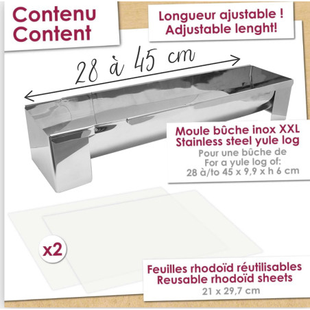 Moule bûche inox XXL - contenu -ScrapCooking