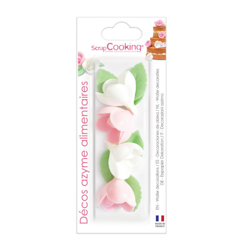 Fleurs azyme rosesfeuilles vertes pack - ScrapCooking