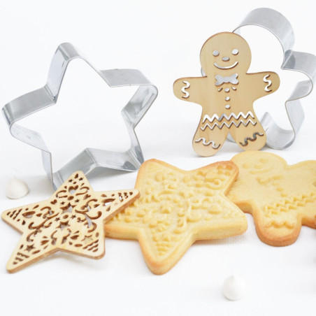 Découpoir + embosseur bois étoile biscuits - ScrapCooking