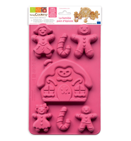 Moule à gâteaux silicone platinium famille pain d'épices