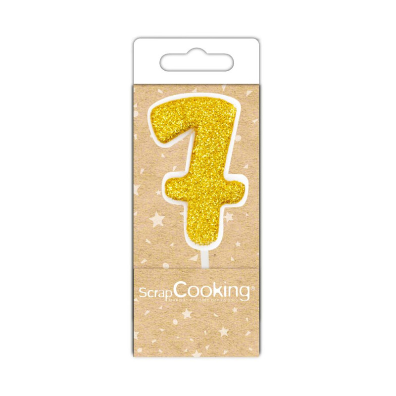 Mini bougie dorée chiffre 7 - ScrapCooking