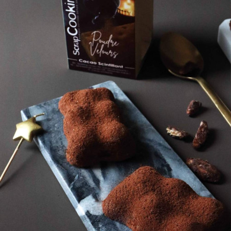Ambiance Oursons guimauve poudre velours cacao - ScrapCooking