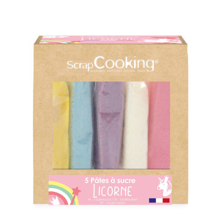 Boite 5 pâtes à sucre Licorne 5 x 80g - ScrapCooking
