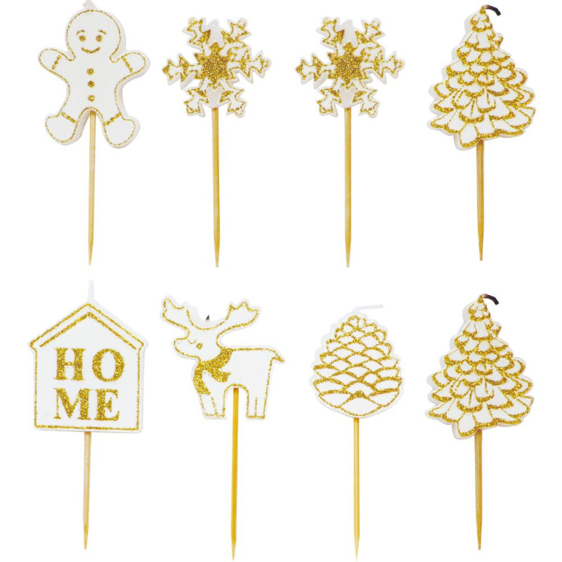 8 bougies de Noel dorées décoration - ScrapCooking