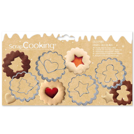 4 stainless steel biscuit cutters for Linzer shortbread biscuits - product image 1 - ScrapCooking
